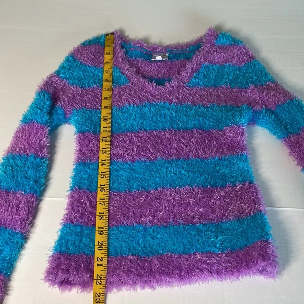 Justice fuzzy striped sweater  youth size 14